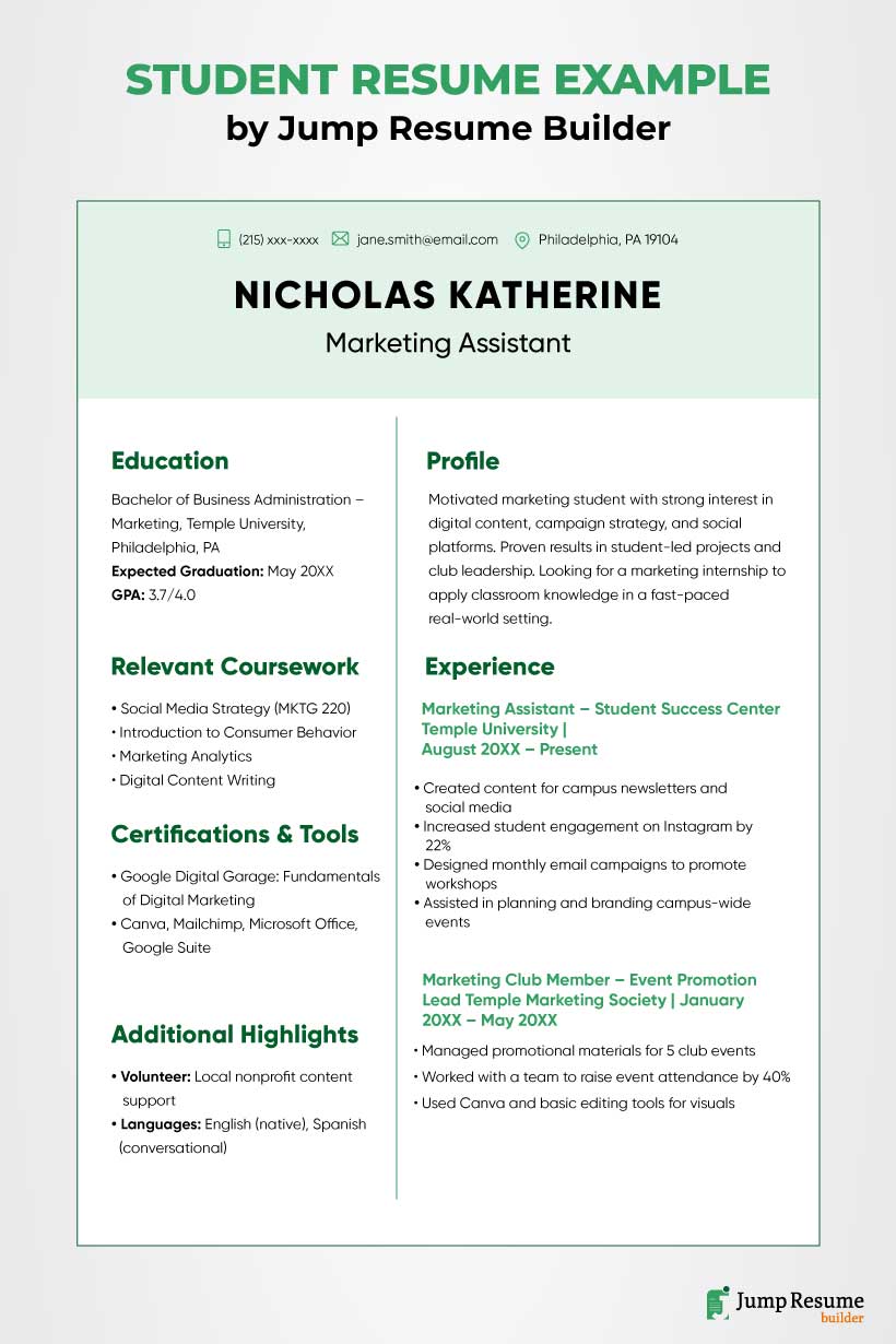 College Student Resume Example